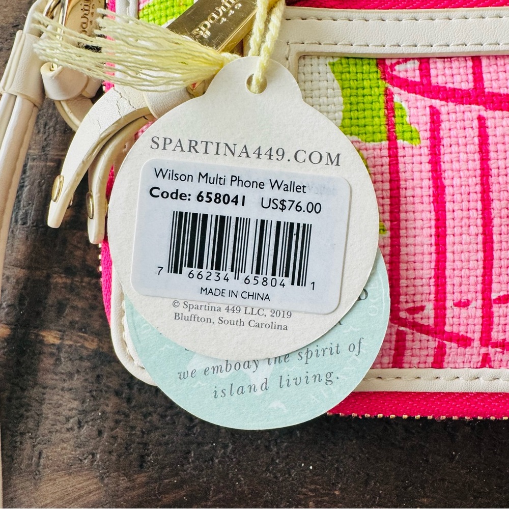 Spartina 449 Wristlet Wallet - Pink & Green - Picture 6 of 7